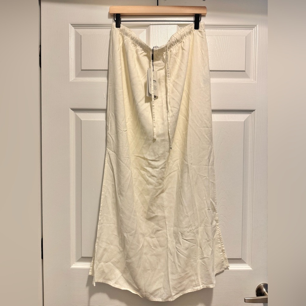 JDY white linen blend maxi skirt